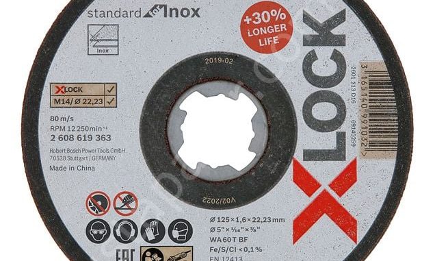 Bosch - X-LOCK - 125*1,6 mm Standard Seri Düz Inox (Paslanmaz Çelik) Kesme Diski (Taş) 2608619363 Bosch - X-LOCK - 125*1,6 mm Standard Seri Düz Inox (Paslanmaz Çelik) Kesme Diski (Taş) 2608619363